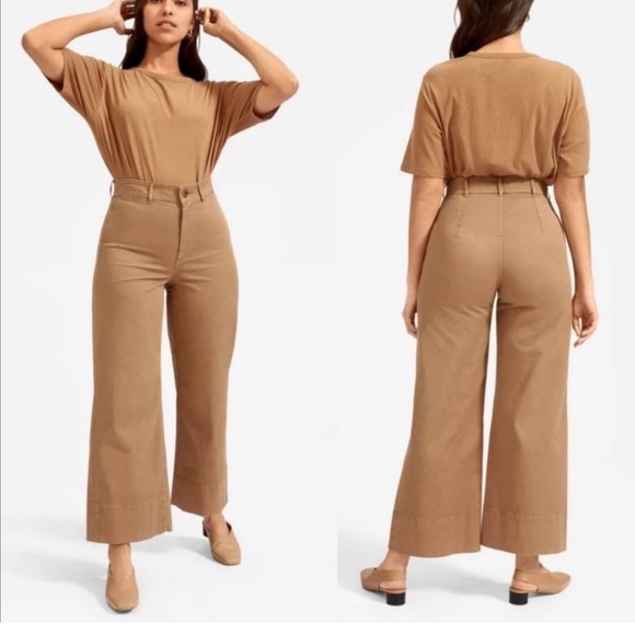 Everlane Pants - Everlane | High Waisted Cropped Wide Leg Chino Trouser Pants